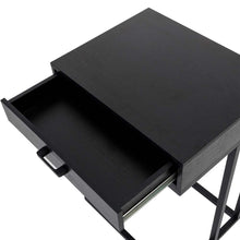 Load image into Gallery viewer, 26"H Modern Industrial Black Wood/Metal C Side & End Table with a Drawer and 2 USB Charging Ports