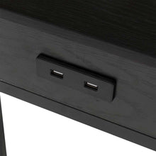 Load image into Gallery viewer, 26"H Modern Industrial Black Wood/Metal C Side & End Table with a Drawer and 2 USB Charging Ports