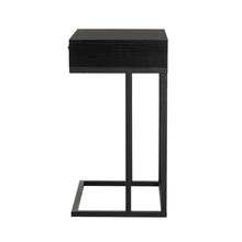Load image into Gallery viewer, 26"H Modern Industrial Black Wood/Metal C Side & End Table with a Drawer and 2 USB Charging Ports