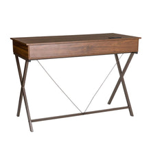 Load image into Gallery viewer, 43.25"L Modern Industrial Brown Wood/Metal Writing Desk With 1 Outlet and 2 USB Charging Ports