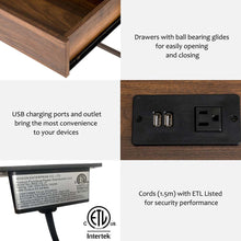 Load image into Gallery viewer, 43.25"L Modern Industrial Brown Wood/Metal Writing Desk With 1 Outlet and 2 USB Charging Ports