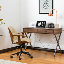 Load image into Gallery viewer, 43.25"L Modern Industrial Brown Wood/Metal Writing Desk With 1 Outlet and 2 USB Charging Ports