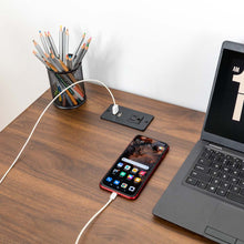 Load image into Gallery viewer, 43.25"L Modern Industrial Brown Wood/Metal Writing Desk With 1 Outlet and 2 USB Charging Ports