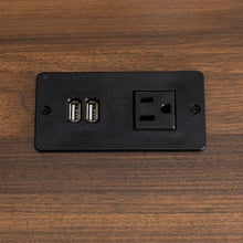 Load image into Gallery viewer, 43.25"L Modern Industrial Brown Wood/Metal Writing Desk With 1 Outlet and 2 USB Charging Ports