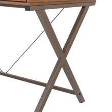 Load image into Gallery viewer, 43.25"L Modern Industrial Brown Wood/Metal Writing Desk With 1 Outlet and 2 USB Charging Ports
