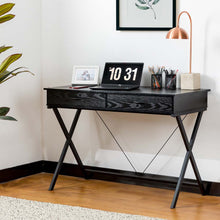 Load image into Gallery viewer, 43.25"L Modern Industrial Black Wood/Metal Writing Desk With 1 Outlets and 2 USB Charging Ports