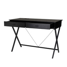 Load image into Gallery viewer, 43.25"L Modern Industrial Black Wood/Metal Writing Desk With 1 Outlets and 2 USB Charging Ports