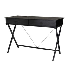 Load image into Gallery viewer, 43.25"L Modern Industrial Black Wood/Metal Writing Desk With 1 Outlets and 2 USB Charging Ports