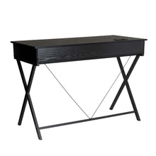 Load image into Gallery viewer, 43.25"L Modern Industrial Black Wood/Metal Writing Desk With 1 Outlets and 2 USB Charging Ports