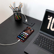 Load image into Gallery viewer, 43.25"L Modern Industrial Black Wood/Metal Writing Desk With 1 Outlets and 2 USB Charging Ports