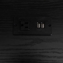 Load image into Gallery viewer, 43.25"L Modern Industrial Black Wood/Metal Writing Desk With 1 Outlets and 2 USB Charging Ports