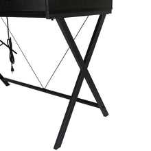Load image into Gallery viewer, 43.25"L Modern Industrial Black Wood/Metal Writing Desk With 1 Outlets and 2 USB Charging Ports