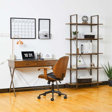 Load image into Gallery viewer, 72"H Modern Industrial Brown Wood/Metal 5-Tier Bookcases & Shelves
