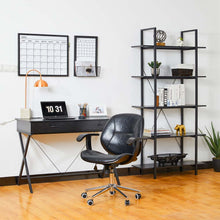 Load image into Gallery viewer, 72"H Modern Industrial Black Wood/Metal 5-Tier Bookcases & Shelves