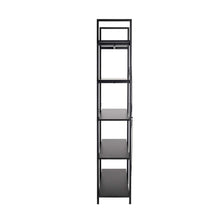 Load image into Gallery viewer, 72"H Modern Industrial Black Wood/Metal 5-Tier Bookcases & Shelves