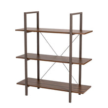 Load image into Gallery viewer, 41.5"H Modern Industrial Brown Wood/Metal 3-Tier Bookcases & Shelves