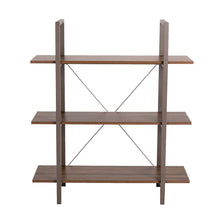 Load image into Gallery viewer, 41.5"H Modern Industrial Brown Wood/Metal 3-Tier Bookcases & Shelves