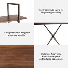 Load image into Gallery viewer, 41.5"H Modern Industrial Brown Wood/Metal 3-Tier Bookcases & Shelves