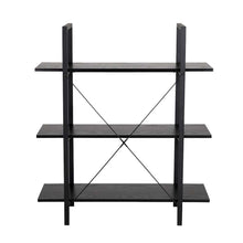 Load image into Gallery viewer, 41.5"H Modern Industrial Black Wood/Metal 3-Tier Bookcases & Shelves