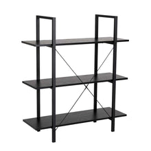 Load image into Gallery viewer, 41.5"H Modern Industrial Black Wood/Metal 3-Tier Bookcases & Shelves