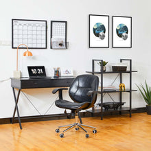 Load image into Gallery viewer, 41.5"H Modern Industrial Black Wood/Metal 3-Tier Bookcases & Shelves
