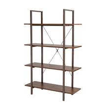 Load image into Gallery viewer, 55"H Modern Industrial Brown Wood/Metal 4-Tier Bookcases & Shelves
