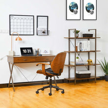Load image into Gallery viewer, 55"H Modern Industrial Brown Wood/Metal 4-Tier Bookcases & Shelves