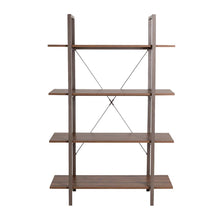 Load image into Gallery viewer, 55"H Modern Industrial Brown Wood/Metal 4-Tier Bookcases & Shelves