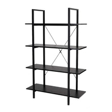 Load image into Gallery viewer, 55"H Modern Industrial Black Wood/Metal 4-Tier Bookcases & Shelves