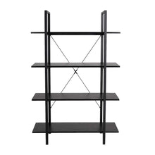 Load image into Gallery viewer, 55"H Modern Industrial Black Wood/Metal 4-Tier Bookcases & Shelves