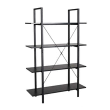 Load image into Gallery viewer, 55"H Modern Industrial Black Wood/Metal 4-Tier Bookcases & Shelves