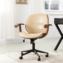 Load image into Gallery viewer, Cream PU Leather Adjustable Height Swivel Desk Chair/Task Chair