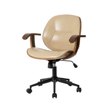 Load image into Gallery viewer, Cream PU Leather Adjustable Height Swivel Desk Chair/Task Chair