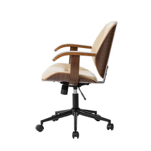 Load image into Gallery viewer, Cream PU Leather Adjustable Height Swivel Desk Chair/Task Chair