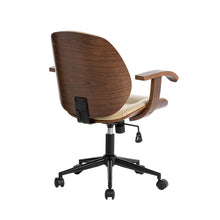 Load image into Gallery viewer, Cream PU Leather Adjustable Height Swivel Desk Chair/Task Chair