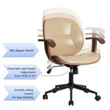 Load image into Gallery viewer, Cream PU Leather Adjustable Height Swivel Desk Chair/Task Chair