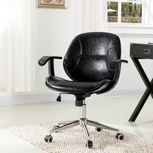 Load image into Gallery viewer, Black PU Leather Adjustable Height Swivel Desk Chair/Task Chair