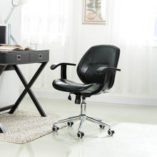 Load image into Gallery viewer, Black PU Leather Adjustable Height Swivel Desk Chair/Task Chair