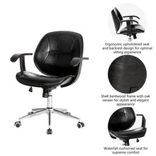 Load image into Gallery viewer, Black PU Leather Adjustable Height Swivel Desk Chair/Task Chair