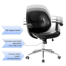 Load image into Gallery viewer, Black PU Leather Adjustable Height Swivel Desk Chair/Task Chair