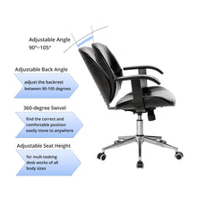 Load image into Gallery viewer, Black PU Leather Adjustable Height Swivel Desk Chair/Task Chair