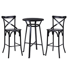Load image into Gallery viewer, Set of 2 Black Steel Bar Chairs and a Round Top Pub Table (3-Piece)