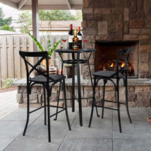 Load image into Gallery viewer, Set of 2 Black Steel Bar Chairs and a Round Top Pub Table (3-Piece)