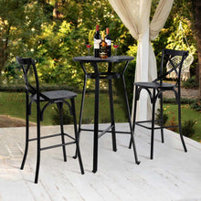 Load image into Gallery viewer, Set of 2 Black Steel Bar Chairs and a Round Top Pub Table (3-Piece)