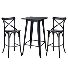 Load image into Gallery viewer, Set of 2 Black Steel Bar Chairs and a Square Top Pub Table (3-Piece)