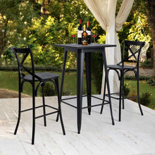 Load image into Gallery viewer, Set of 2 Black Steel Bar Chairs and a Square Top Pub Table (3-Piece)