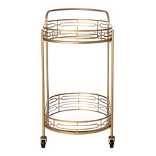 Load image into Gallery viewer, 30.75"H 2-Tier Gold Deluxe Metal Oval Mirrored Bar Cart