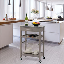 Load image into Gallery viewer, 33.90"H Warm Gray Rolling Kitchen Island with Marble Top
