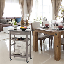 Load image into Gallery viewer, 33.90"H Warm Gray Rolling Kitchen Island with Marble Top
