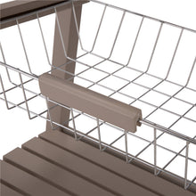 Load image into Gallery viewer, 33.90"H Warm Gray Rolling Kitchen Island with Marble Top